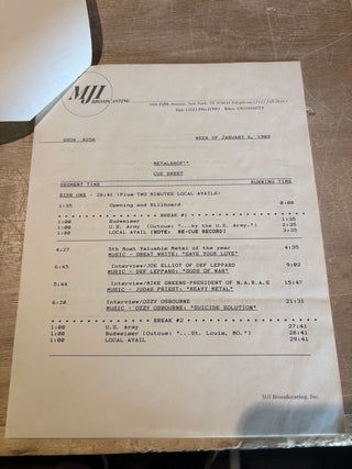 Metalshop- Radio's Weekly Metal Magazine: 1/6/1989 (ft Guns N Roses, Ozzy Osbourne, Metallica, Kiss & More)(w/Cue Sheet)