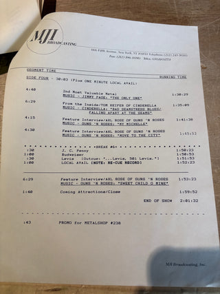 Metalshop- Radio's Weekly Metal Magazine: 8/19/1988 (ft Guns N Roses, Femme Fatale, Britny Fox & More)(w/Cue Sheet)