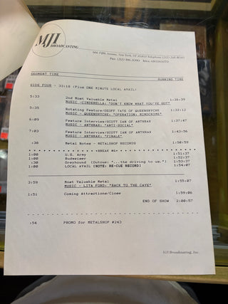 Metalshop- Radio's Weekly Metal Magazine: 9/16/1988 (ft Anthrax, Dio, Hurricane & More)(w/Cue Sheet)