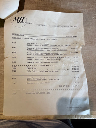 Metalshop- Radio's Weekly Metal Magazine: 4/22/1988 (ft Scorpions, Ozzy Osbourne, Deep Purple & More)(w/Cue Sheet)