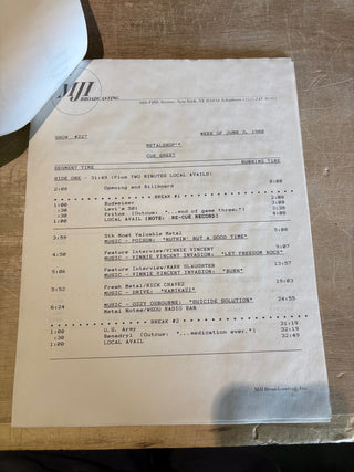 Metalshop- Radio's Weekly Metal Magazine: 6/3/1988 (ft  Vinnie Vincent Invasion, White Lion, King Diamond & More)(w/Cue Sheet)