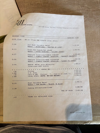 Metalshop- Radio's Weekly Metal Magazine: 6/3/1988 (ft  Vinnie Vincent Invasion, White Lion, King Diamond & More)(w/Cue Sheet)