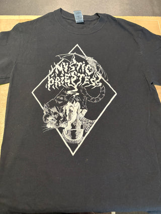 Mystic Priestess Cat Bat T-Shirt, Black, S
