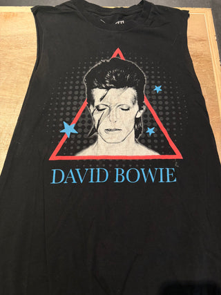 David Bowie Aladdin Sane DIY Cut Sleeveless Tank Top, Black, XS