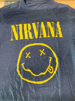 Nirvana Reprint Logo T-Shirt, Gray, M