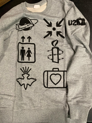 U2 Elevator Symbols Sweater, Gray, M