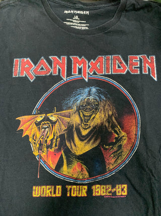 Iron Maiden World Tour 1982-1983 T-Shirt (2016 Reprint), Black, L