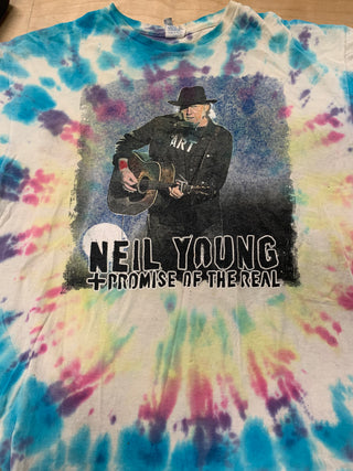 Neil Young Monsanto Years Tour Boot T-Shirt, Pastel Tie-Dye, XL