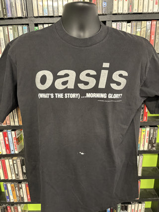 1995 Oasis What's The Story Morning Glory T-Shirt, Black, XL (MINOR PAINT STAIN)