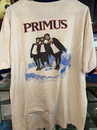 Primus Tales From The Punchbowl Ringer T-Shirt (Signed By Les Claypool), White, XL