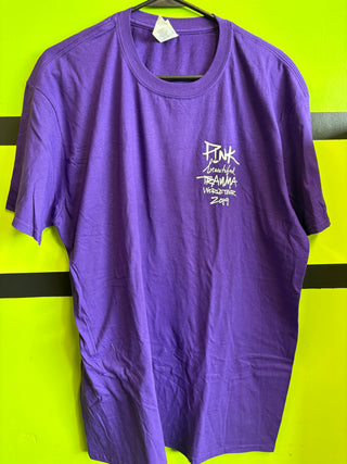 Pink Beautiful Trauma World Tour 2019 Local Crew T-Shirt, Purple, XL