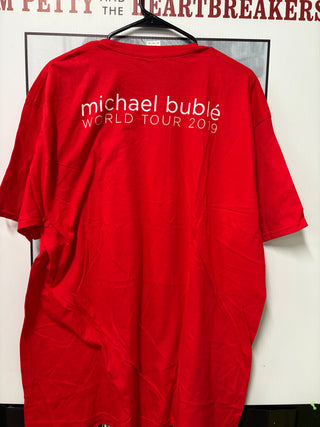 Michael Buble World Tour 2019 Local Crew T-Shirt, Red, 2XL