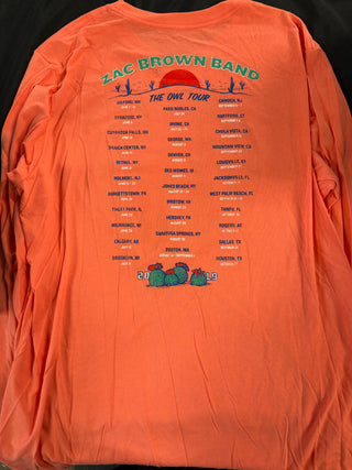Zac Brown Band The Owl Tour 2019 Longsleeve T-Shirt, Orange, XL