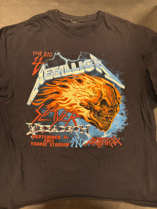 Big 4 (Metallica, Slayer, Megadeth, Anthrax) 2011 Yankee Stadium Parking Lot T-Shirt, Black, L