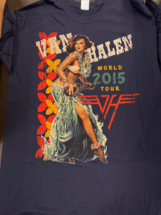 Van Halen 2015 World Tour Hula T-Shirt, Navy, L