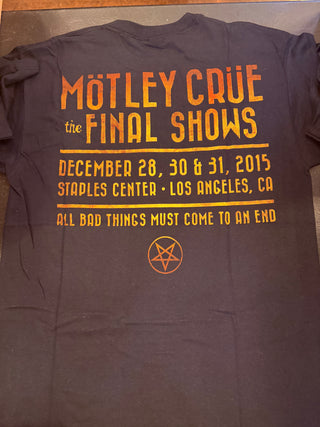 Motley Crue Final Shows All Bad Things 2015 T-Shirt, Black, L