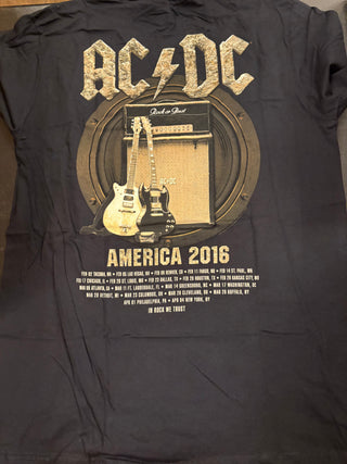 AC/DC America 2016 Rock Or Bust American Flag T-Shirt, Black, L