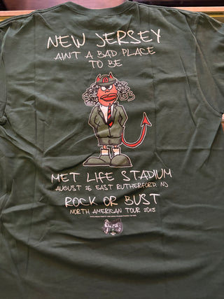 AC/DC Rock Or Bust Met Life Stadium 2015 Tour T-Shirt, Green, L