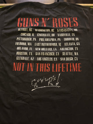Guns N Roses Not In This Lifetime Tour Silver Logo T-Shirt, Black, L