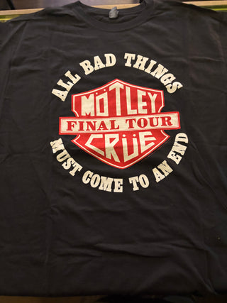 Motley Crue Final Tour Harley Davidson Style T-Shirt, Black, L