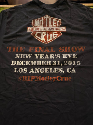 Motley Crue New Years Eve Final Show LA 2015 Harley Davidson T-Shirt, Black, L