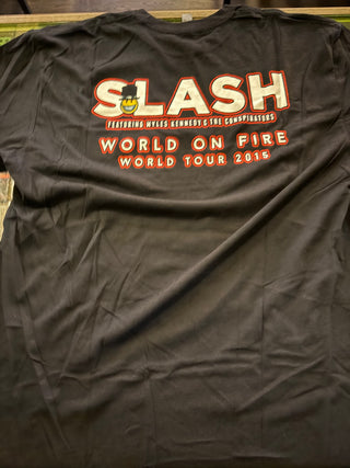 Slash World On Fire World Tour 2015 T-Shirt, Black, L