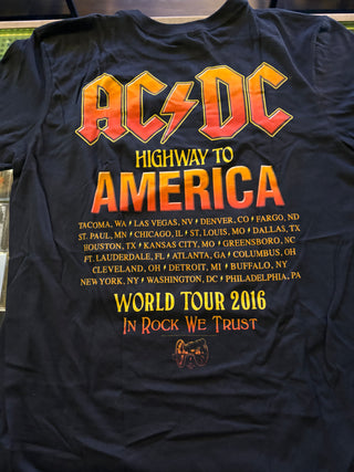 AC/DC World Tour 2016 Highway To America T-Shirt, Black, L
