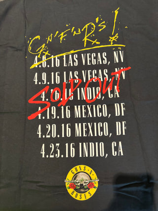 Guns N Roses Sold Out 2016 Tour Emblem T-Shirt, Black, L