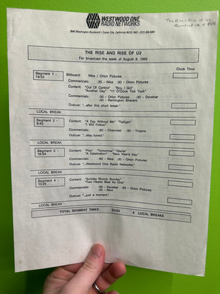 U2- Westwood One Radio Networks: The Rise And Rise Of U2 (8/8/88 Radio Show) (3xLP w/Transcript)