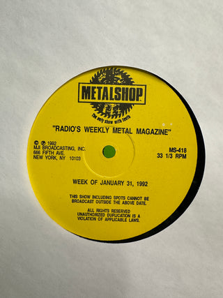 Metalshop- Radio's Weekly Metal Magazine: 1/31/1992 (ft Metallica, Anthrax, Nirvana, Black Sabbath & More w/Cue Sheet)