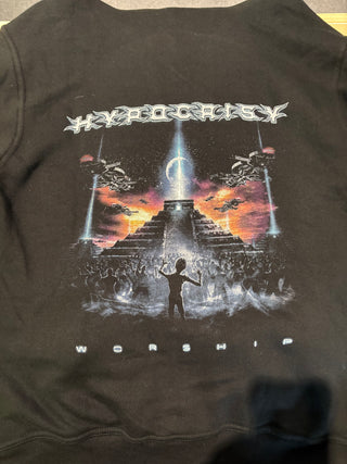 Hypocrisy Worship Zip Up Hoodie, Black, M