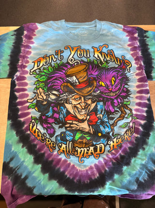 Liquid Blue Mad Hatter T-Shirt, Blue Tie Dye, M