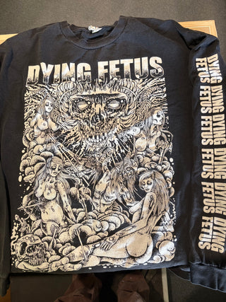 Dying Fetus Watching You Longsleeve T-Shirt, Black, 2XL (SOME BLEACH STAINING, See Description)