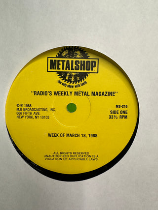 Metalshop- Radio's Weekly Metal Magazine: 3/18/1988 (ft Metallica, Gargoyle, Fifth Angel, Frehley's Comet Plus Ace Frehley Interview)(w/Cue Sheet)