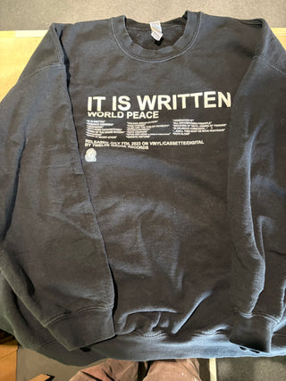 World Peace It Is Written Album Release Crewneck Sweatshirt, Black, 2XL