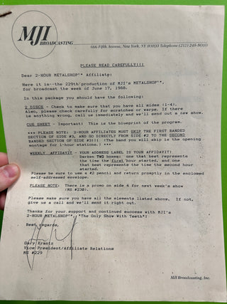Metalshop- Radio's Weekly Metal Magazine: 6/17/1988 (ft Flotsam & Jetsam, Riot, Frehley's Comet, Plus Ace Frehley Interview)(w/Cue Sheet)