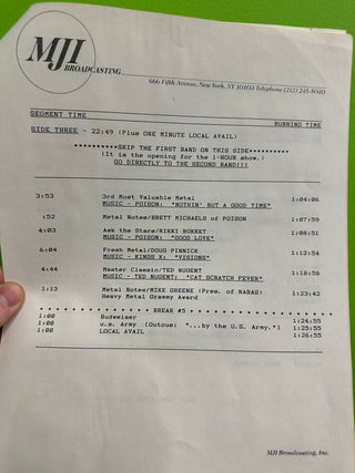 Metalshop- Radio's Weekly Metal Magazine: 6/17/1988 (ft Flotsam & Jetsam, Riot, Frehley's Comet, Plus Ace Frehley Interview)(w/Cue Sheet)