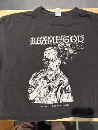 Blamegod No Fault But Your Own DIY Cropped T-Shirt, Black, 3XL (See Description For Measurements)