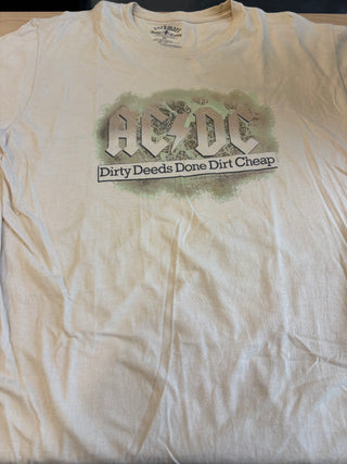 AC/DC Dirty Deeds Done Dirt Cheap T-Shirt, Cream, XL