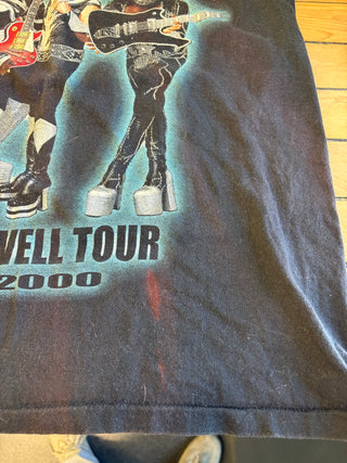 2000 Kiss "Farewell" Tour T-Shirt, Black, L (SHIRT DISCOLORATION, See Description)