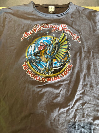 Rolling Stones '78 World Wide Tour T-Shirt (2018 Reprint), Gray, L (Tagged 2XL)