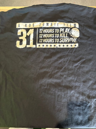 Rob Zombies 31 Movie Poster T-Shirt, Black, 2XL