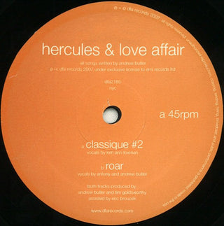 Hercules & Love Affair- Calssique #2/Roar (Sealed UK 12" Vinyl)