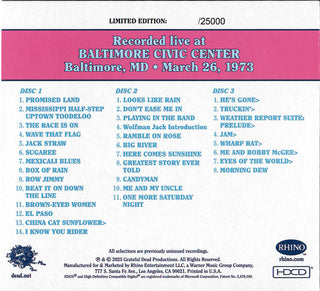 Grateful Dead- Dave's Picks, Vol. 54: Baltimore Civic Center, Baltimore, MD 3/26/73