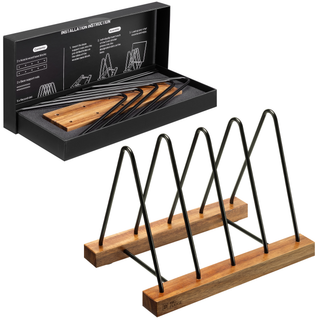 Acacia Wood Record Storage Record Holder with Scratch-Resistant Base