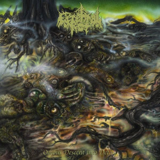 Cerebral Rot- Odious Descent Into Decay (Green & Yellow Merge W/ Black & Bone Splatter)