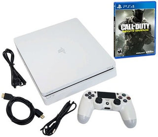 Playstation 4 (PS4) 500GB Glacier White Console w/White Controller & COD Infinite Warfare (w/ OG Box, Repackaged)