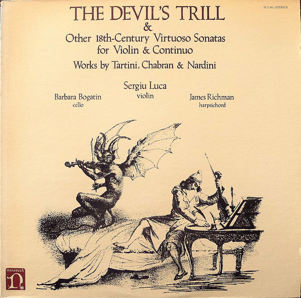 Various- The Devil's Trill & Other 18th-Century Virtuosos Sonatas For Violin & Continuo ( Barbara Bogatin, Cello/ Sergiu Luca, Violin/ James Richman, Harpischord) - Darkside Records