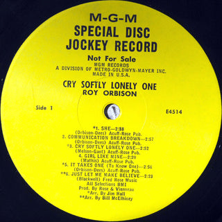 Roy Orbison- Cry Softly Lonely One (Promo) - Darkside Records