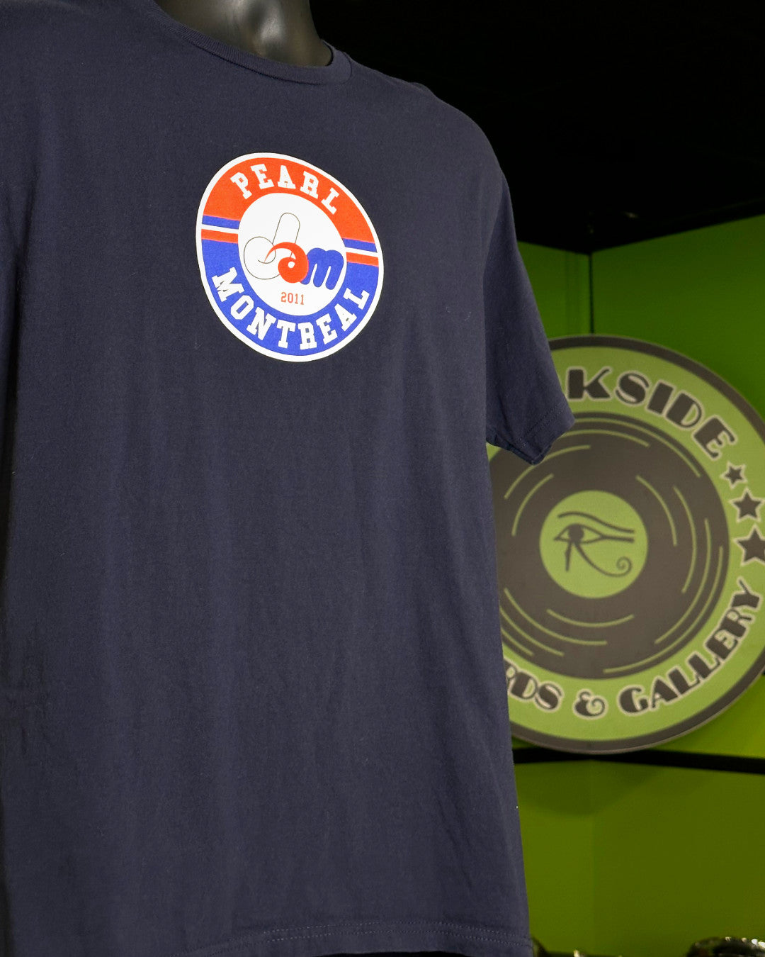 Pearl Jam 2011 Montreal Expos Logo T-Shirt, Navy Blue, L (Tag Ripped, Tear At The Seam) - Darkside Records